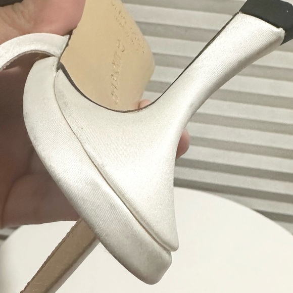 🌺MACH & MACH🌺 Le Cadeau 65 Satin Slingback Pumps White Blue Size: 37 - Picture 9 of 16